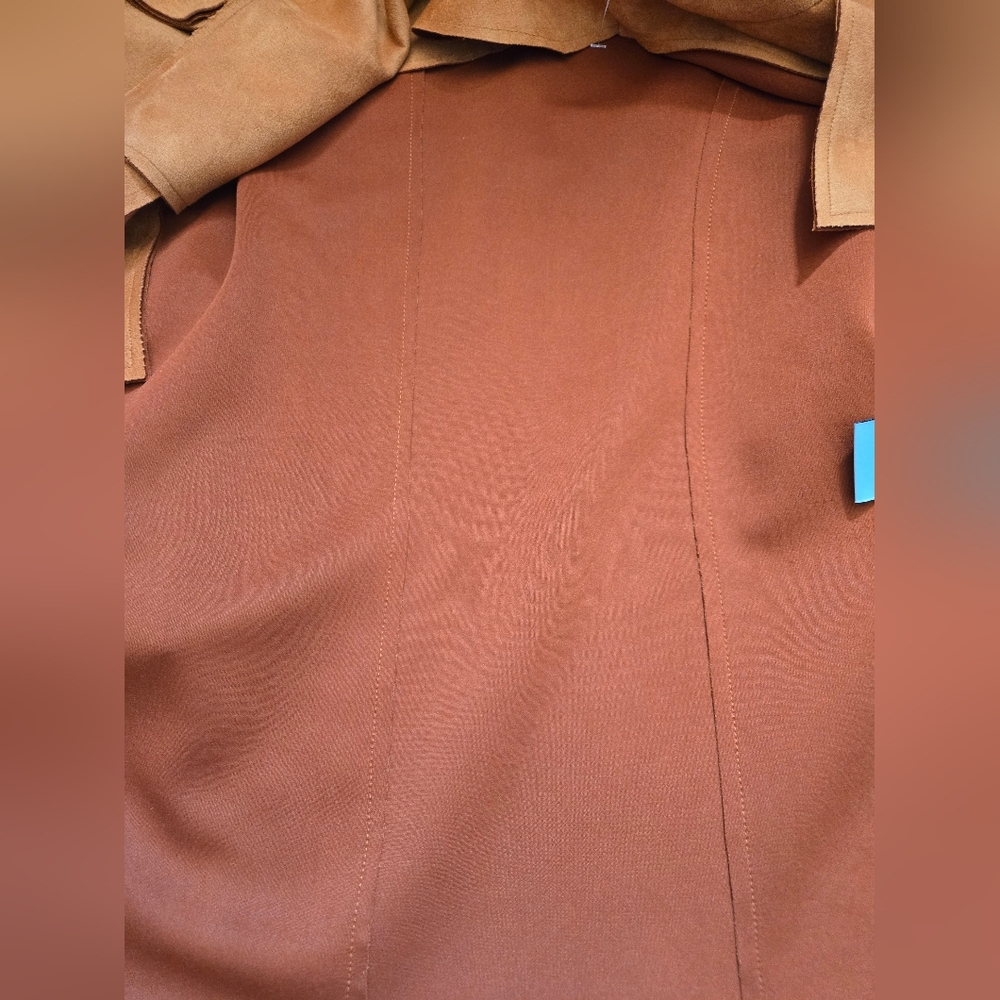 Bagatelle Burnt Orange Soft Faux Suede Ooen Front Jacket. Size M - Picture 10 of 14